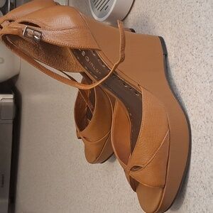 BCBGirls Caramel Open-Toe Heels